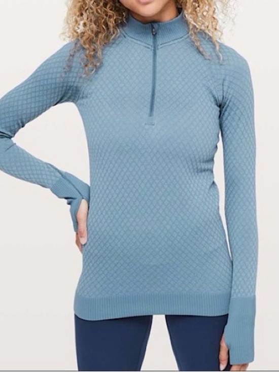 lululemon athletica Sweaters - lululemon Slate Blue Rest Less Quilted Half-Zip Mock Neck Sweater